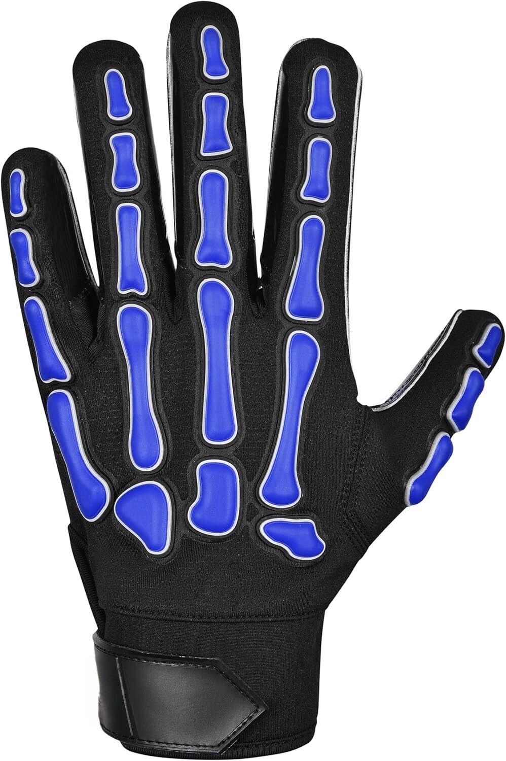 Full Finger American Football Gloves Black Blue Skeleton Print Breathable Non-Slip Outdoor Unisex All Seasons Hook Loop Closure - Image 2