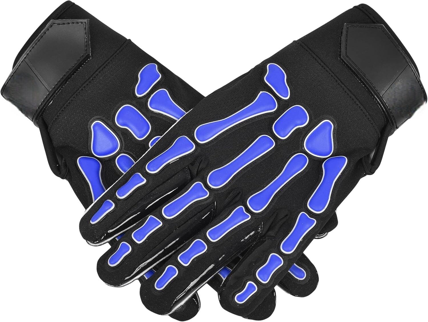 Full Finger American Football Gloves Black Blue Skeleton Print Breathable Non-Slip Outdoor Unisex All Seasons Hook Loop Closure - Image 4